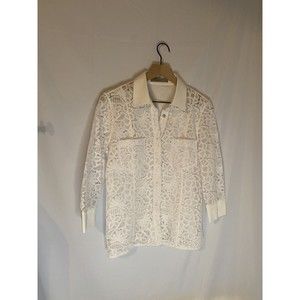 D. Exterior Lace Button Up Pocket Blouse White Made In Italy Size S